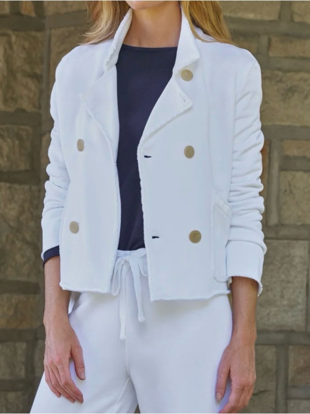FRANK & EILEEN MINI BELFAST CROPPED SWEATSHIRT PEACOAT